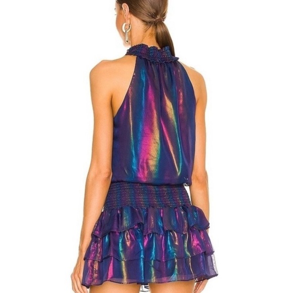 Amanda Uprichard Sorella Ruffled Mini Dress in Iridescence Purple - Picture 2 of 6